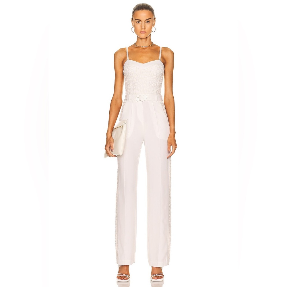 Jonathan Simkhai Zaid Lace-detail Jumpsuit NWT Ivory Multi Size 2 Bridal Bach